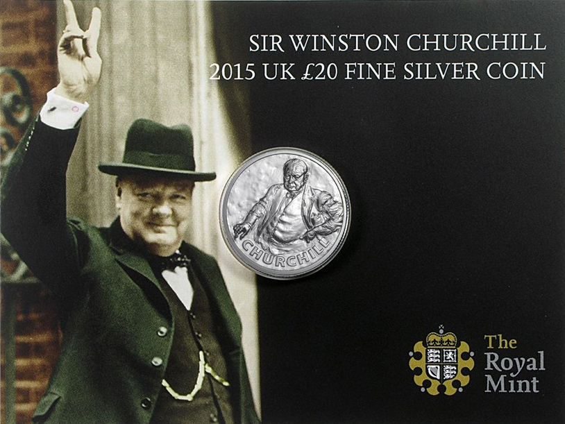 20 Pounds - Elizabeth II (Sir Winston Churchill; Fine Silver