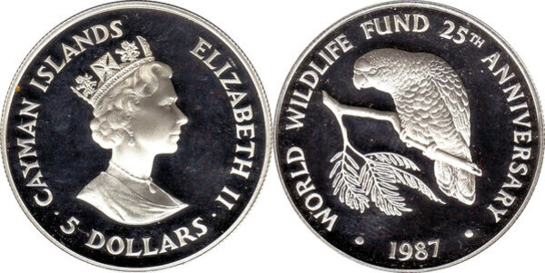 5 Dollars - Elizabeth II (WWF) - Cayman Islands – Numista