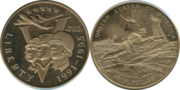 ½ Dollar (50th Anniversary of World War II) - United States – Numista