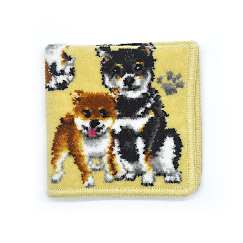 日本製 柴犬 豆柴 シェニール織 ハンカチ 23cm EjPetit pairs series