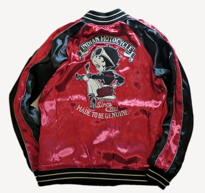 indian motocycle/betty boop(ベティーブープ） リバーシブル刺繍