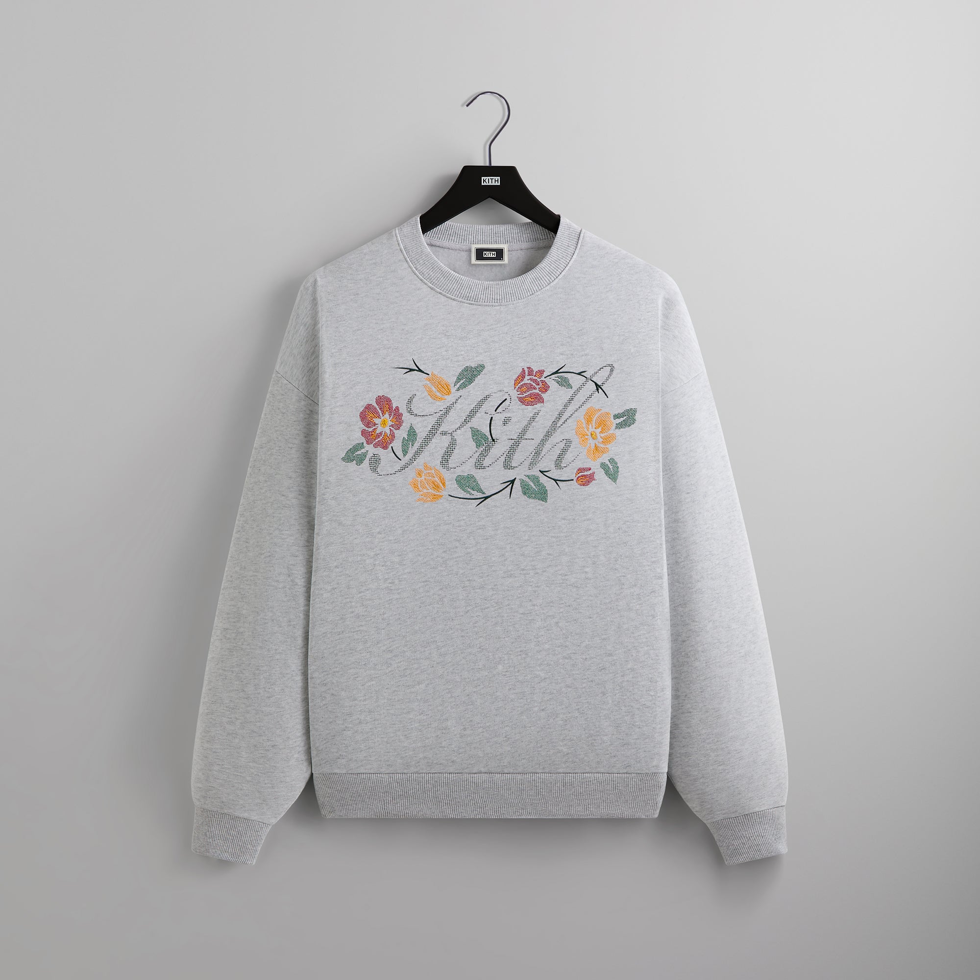 Kith Floral Script Nelson Crewneck - Light Heather Grey – Kith Europe