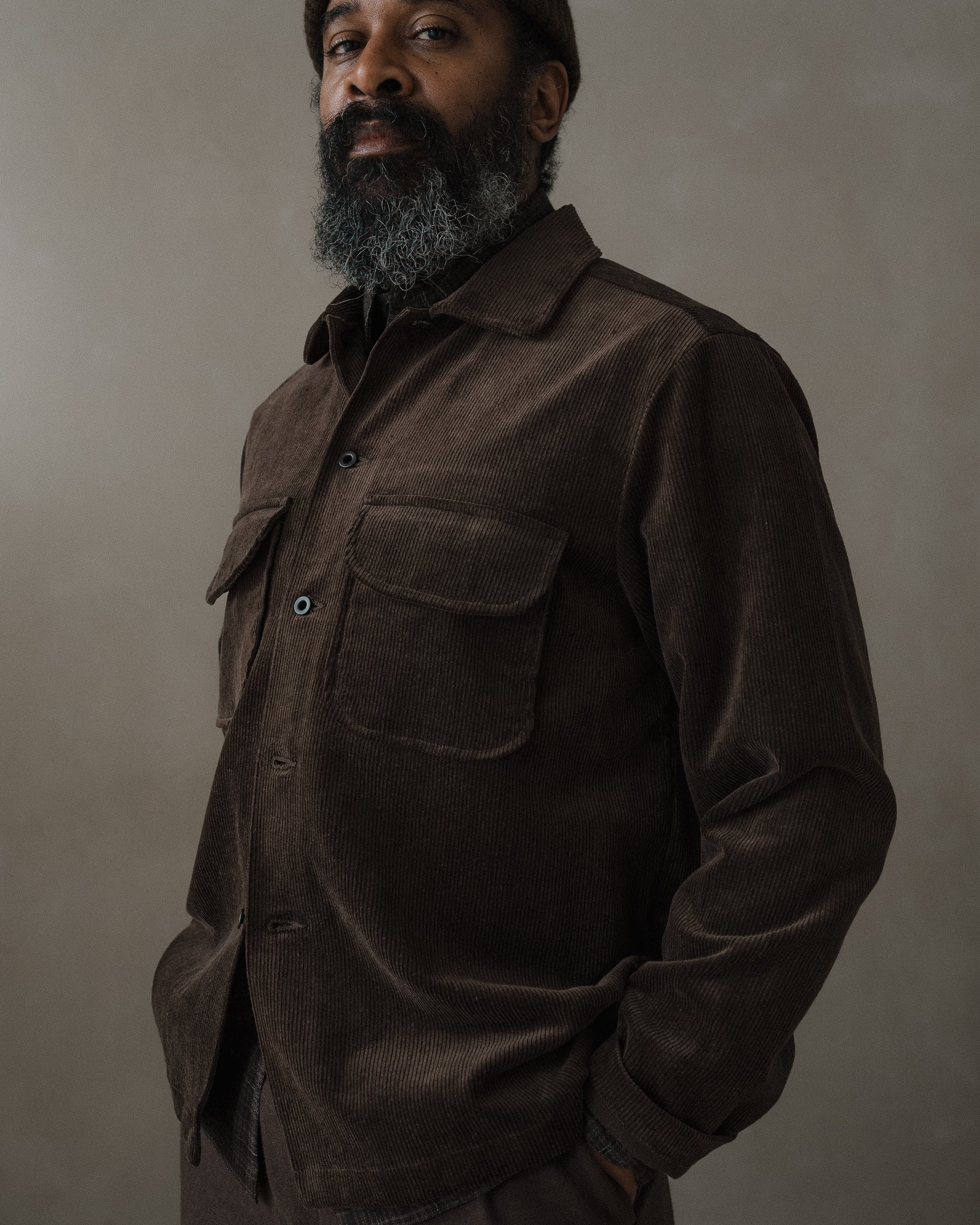 Field Shirt - Sumi Ink Corduroy, Brown – evan kinori