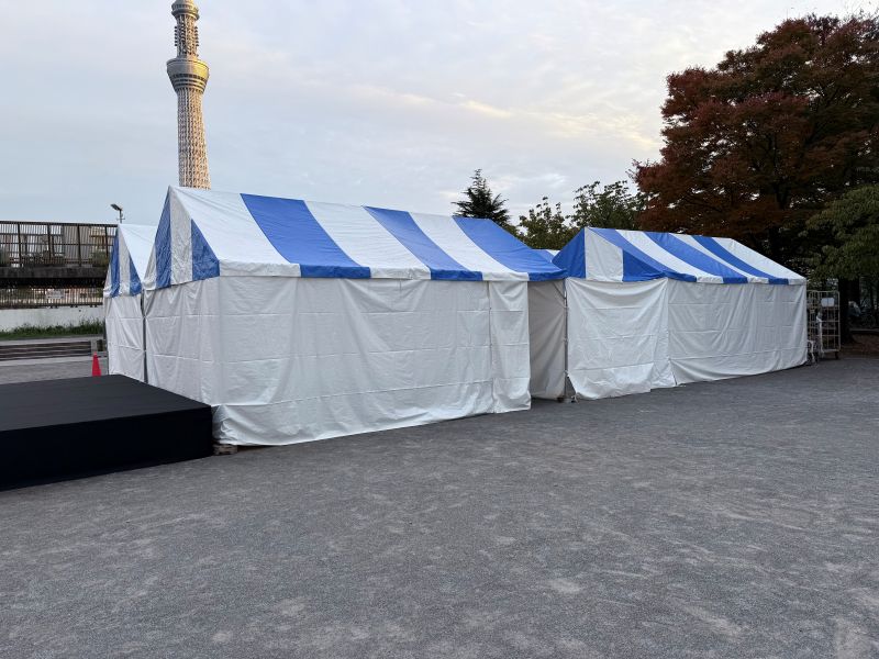 6坪テントカラーストライプ レンタルなら東京 大阪など全国各地に配送！