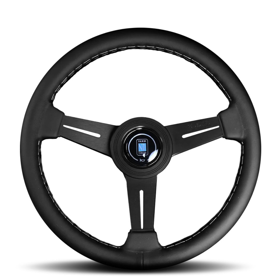 Nardi ND Classic Steering Wheel - Black Leather Grey Stitching Black S