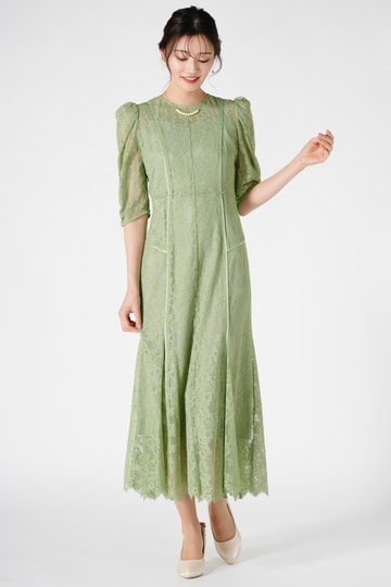FRAY I.D 配色レースパイピング薄グリーンドレス (S) をレンタル