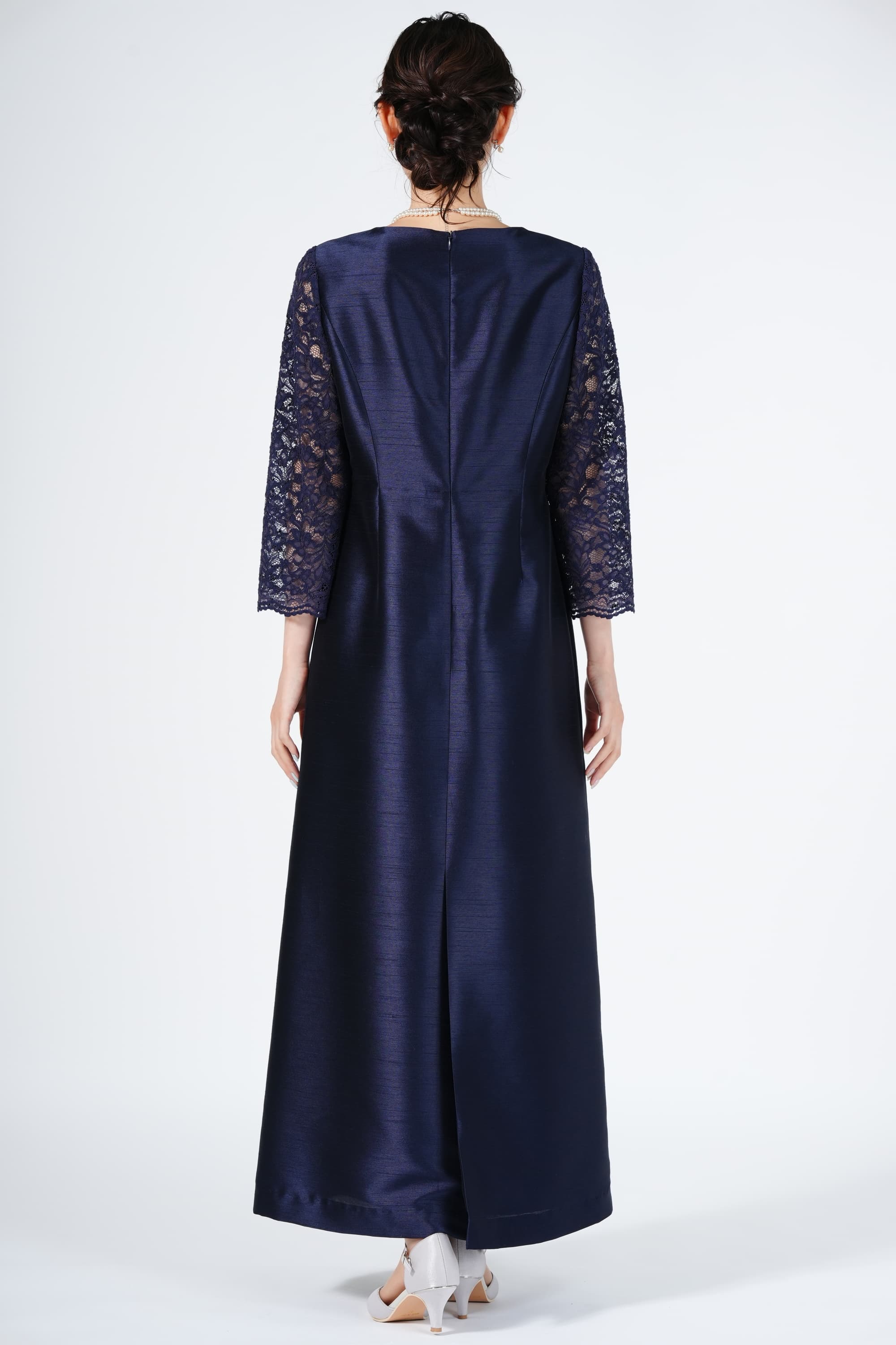 SOIR DOLCE 東京ソワール 上質プレミアム光沢ネイビーロングドレス (L