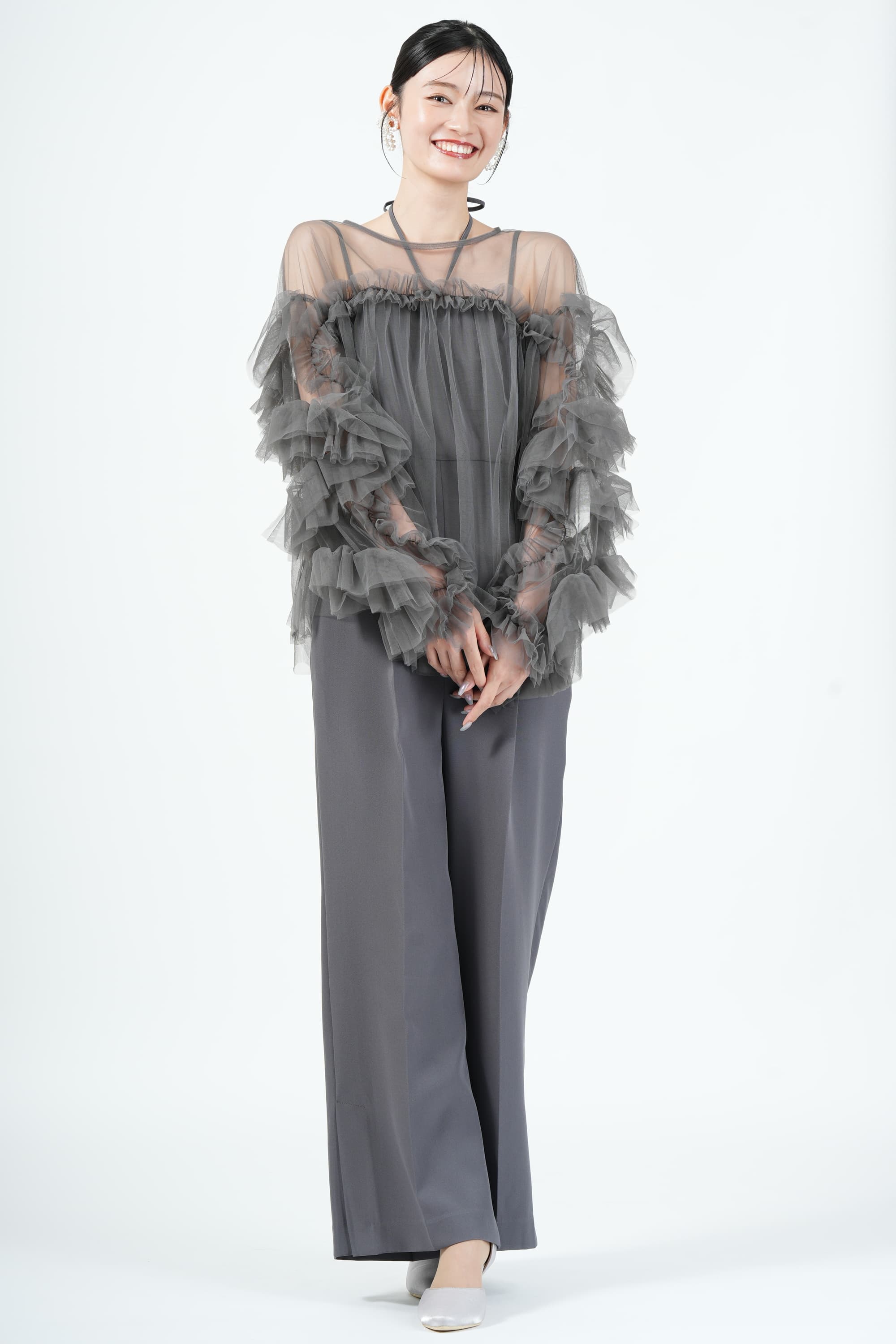 ANDRESD チュール×ダブルクロスチャコールパンツドレス (L) をレンタル