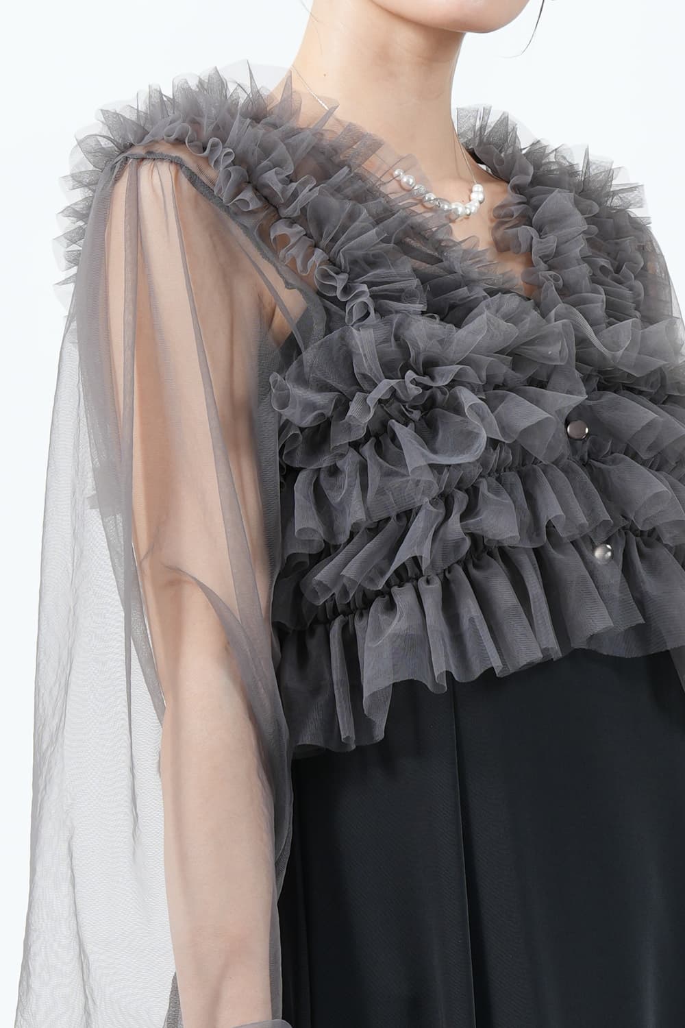 Discoat チュールフリルボレロ付きブラックドレス (S〜M) をレンタル