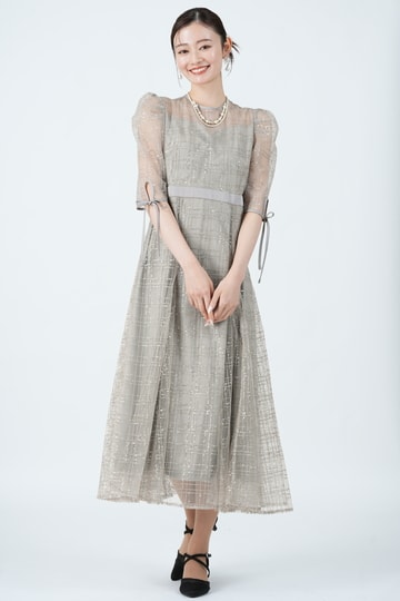 LEJA チェック刺繍スパンコールグレードレス (S〜M) をレンタル - 結婚