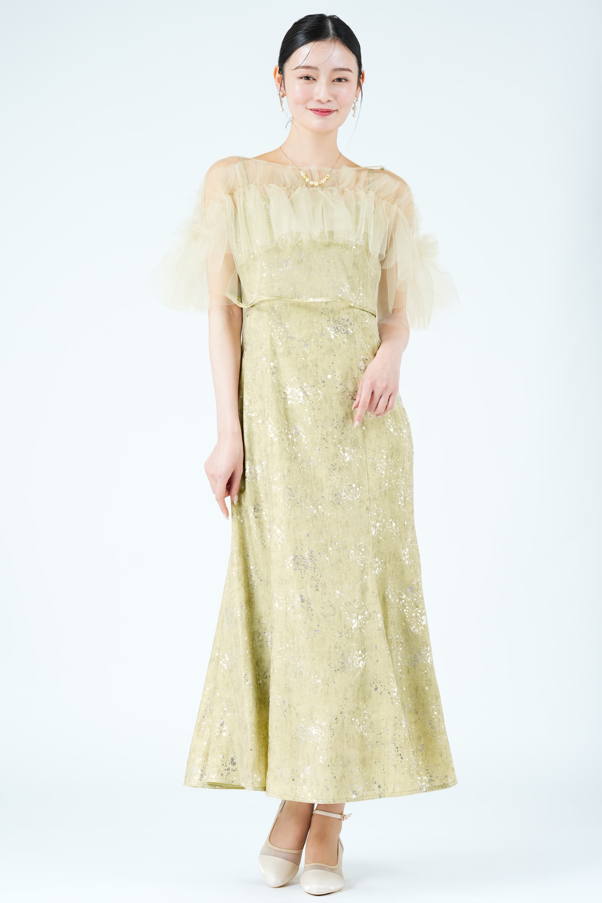 LEJA 箔ペイントライトグリーンドレス (S) をレンタル - 結婚式