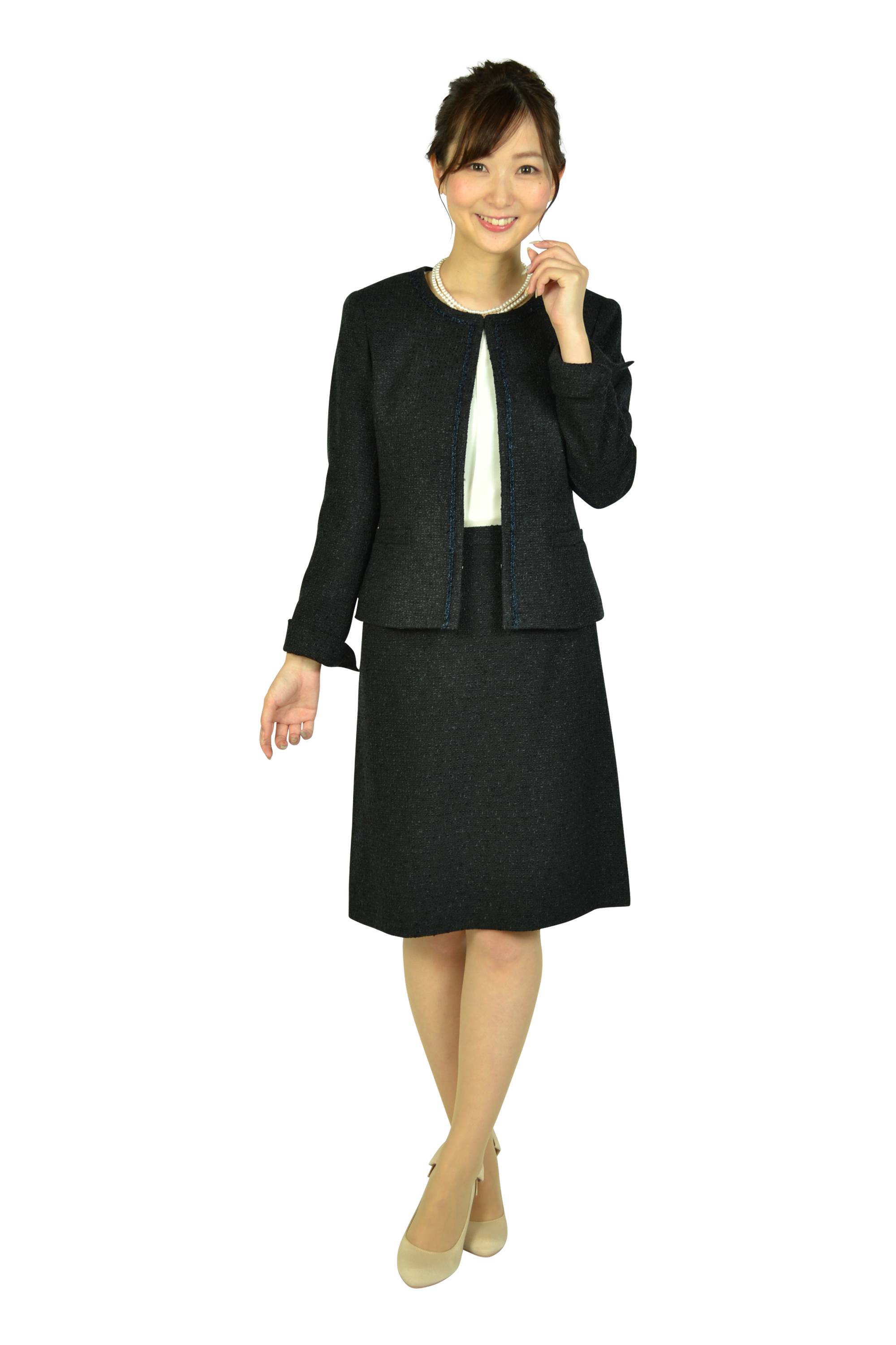 UNTITLED ツイードぺプラムネイビースーツセット (L) をレンタル