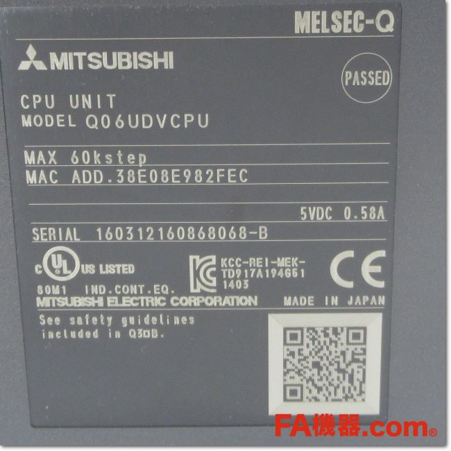 FA機器ドットコム / Q06UDVCPU ユニバーサルモデル高速タイプQCPU