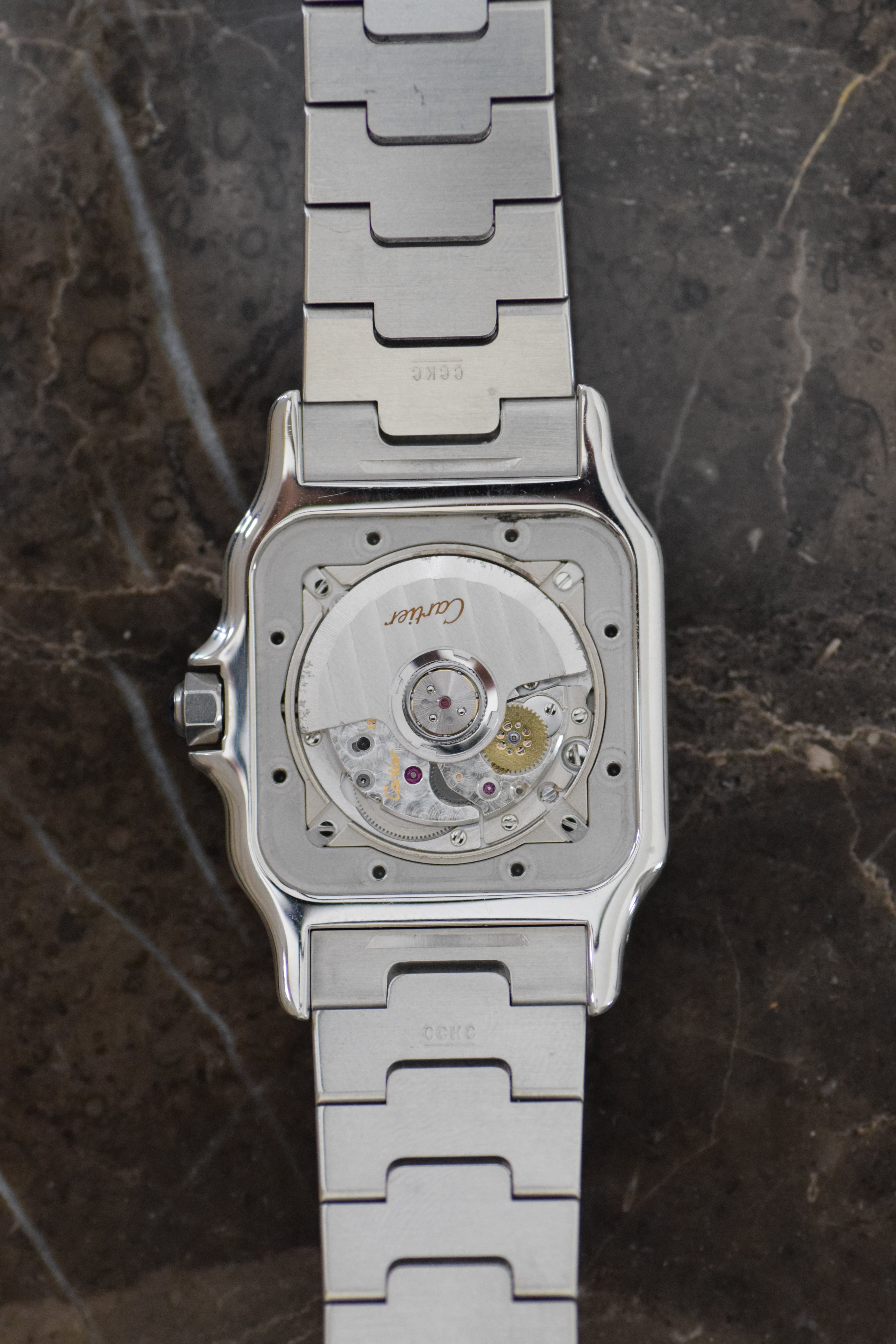 カルティエ サントスガルべLMサイズ ギョーシェ彫 自動巻 オール