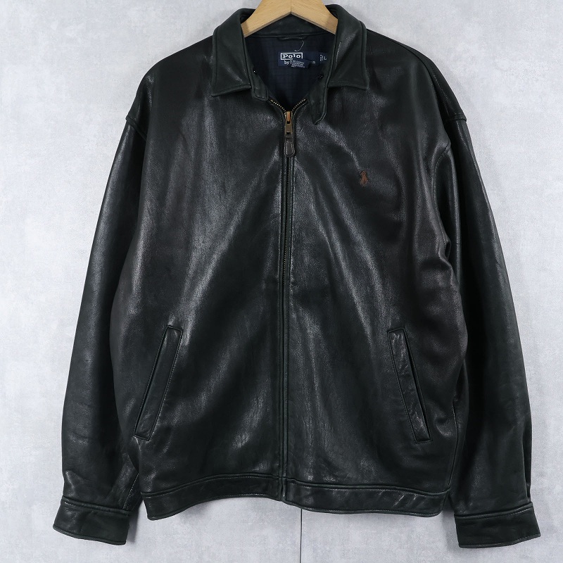 ポロラルフローレン 黒 ブラック レザージャケット 革ジャン