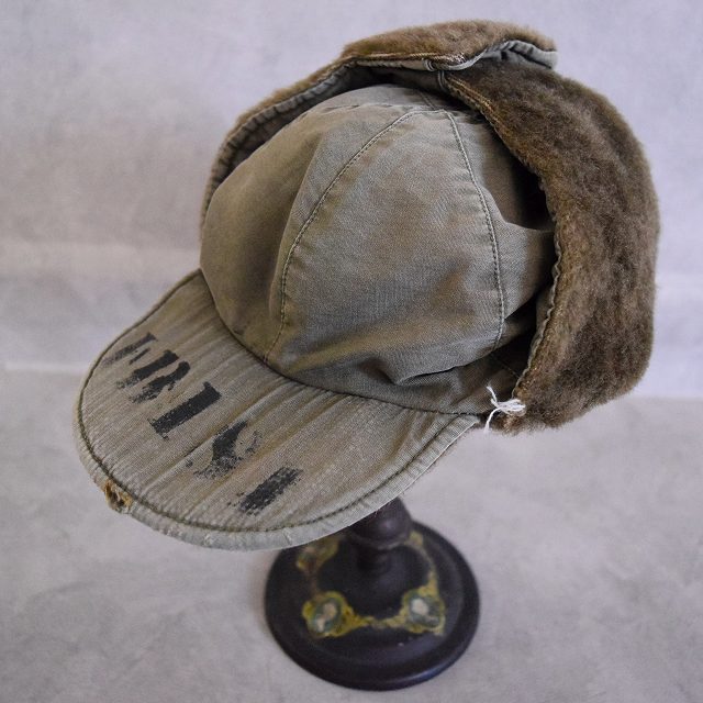 VINTAGE US.ARMY ステンシル入り フィールドパイルキャップ 年代