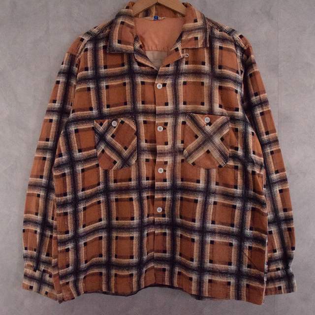 50's Sportswear プリントネル Shirt 50年代 スポーツウェア 開襟