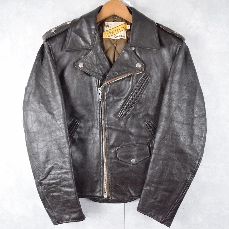 70年代 70s ショット レザージャケット 茶色 ブラウン│ヴィテージ古着