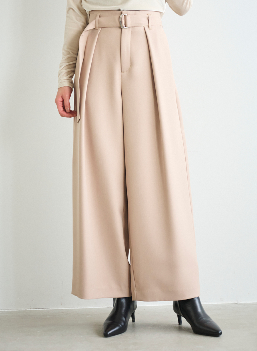吉田理紗さんコラボ】ベルト付きタックワイドパンツ｜LOUNIE（ルーニィ
