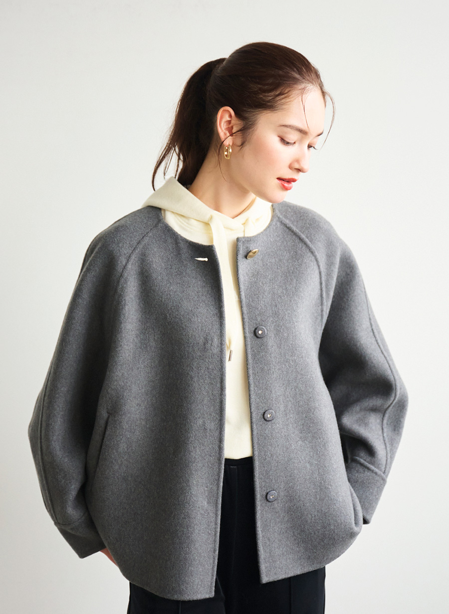 EC限定色】＜super 100's＞リバーノーカラーショートコート｜LOUNIE