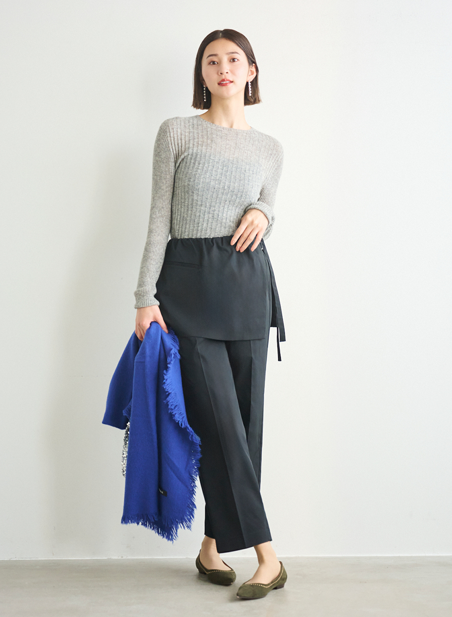 EC/一部店舗限定】カシミヤシルクホールガーメントリブニット｜LOUNIE