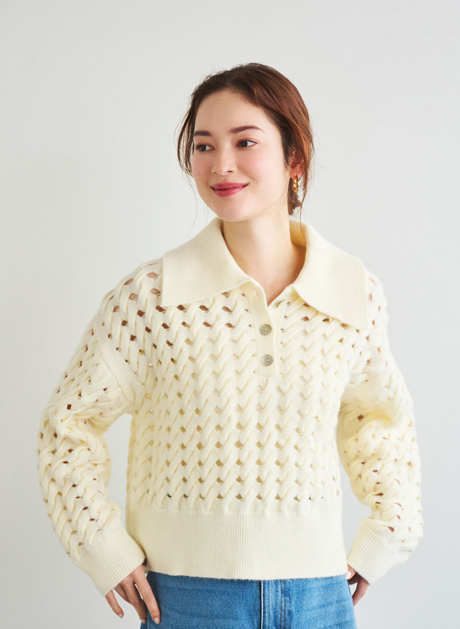 衿付きケーブルニットプルオーバー｜LOUNIE（ルーニィ）公式サイト