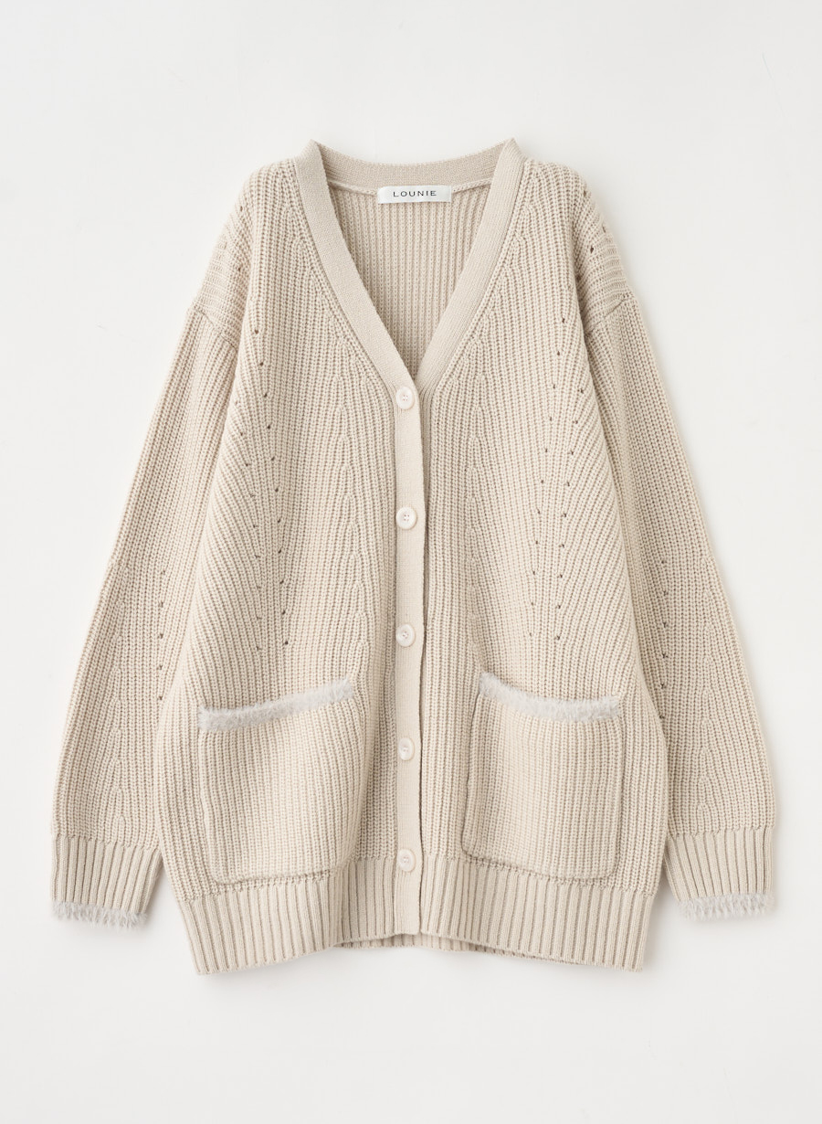 シャギーディテールミドル丈ニットカーディガン｜LOUNIE（ルーニィ