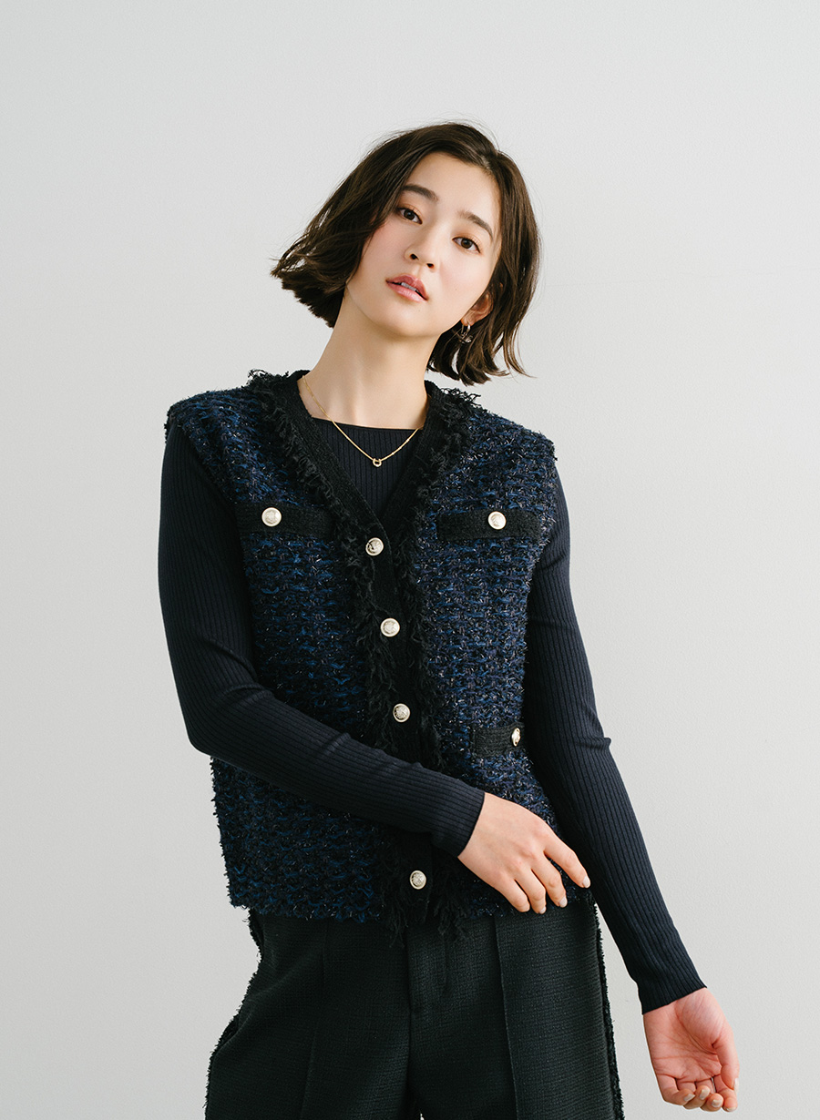 ツイード調ニットジレ｜LOUNIE（ルーニィ）公式サイト／公式オンライン