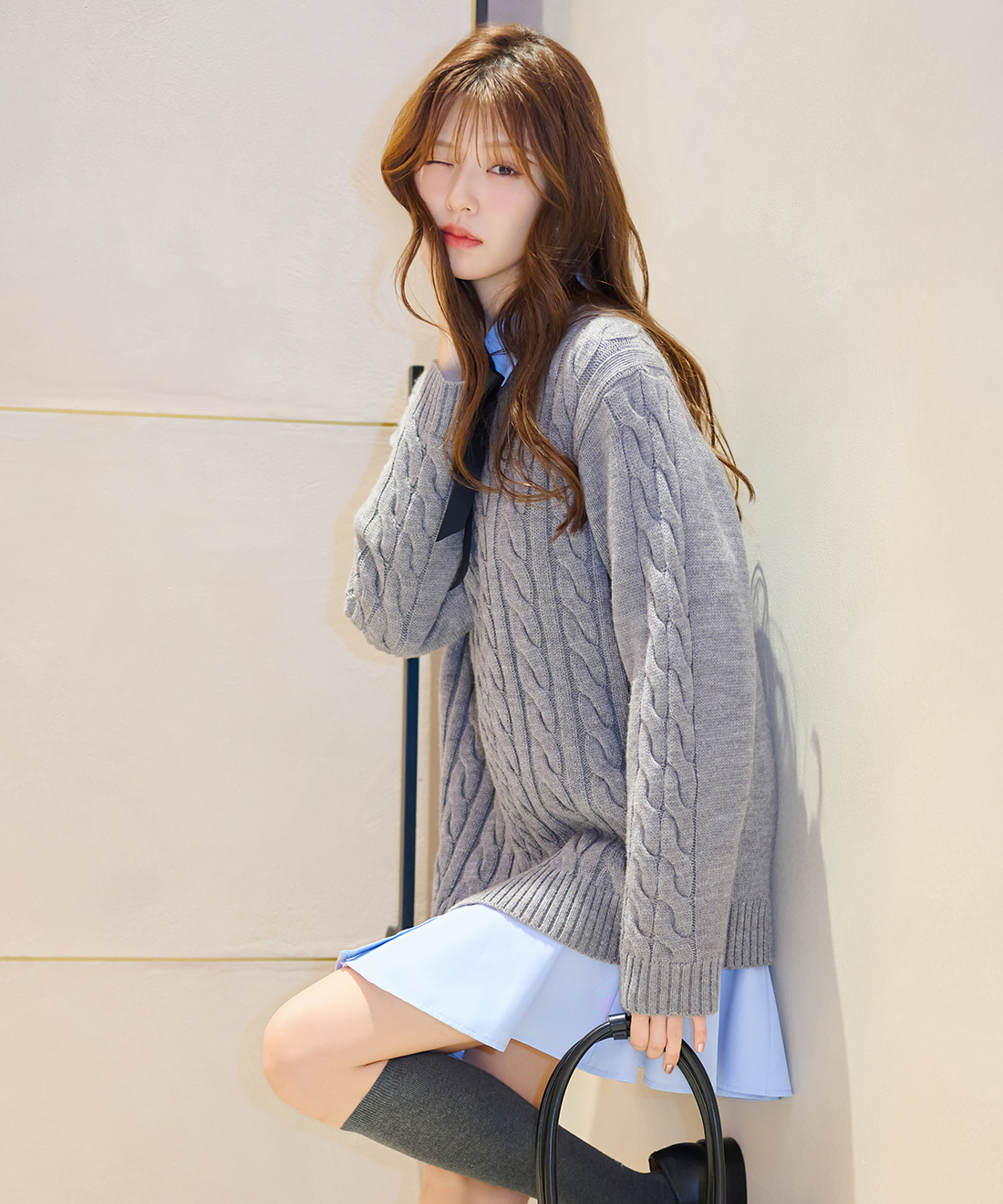 ケーブルニット＆シャツミニワンピースセット｜PETAL ONLINE（ペタル