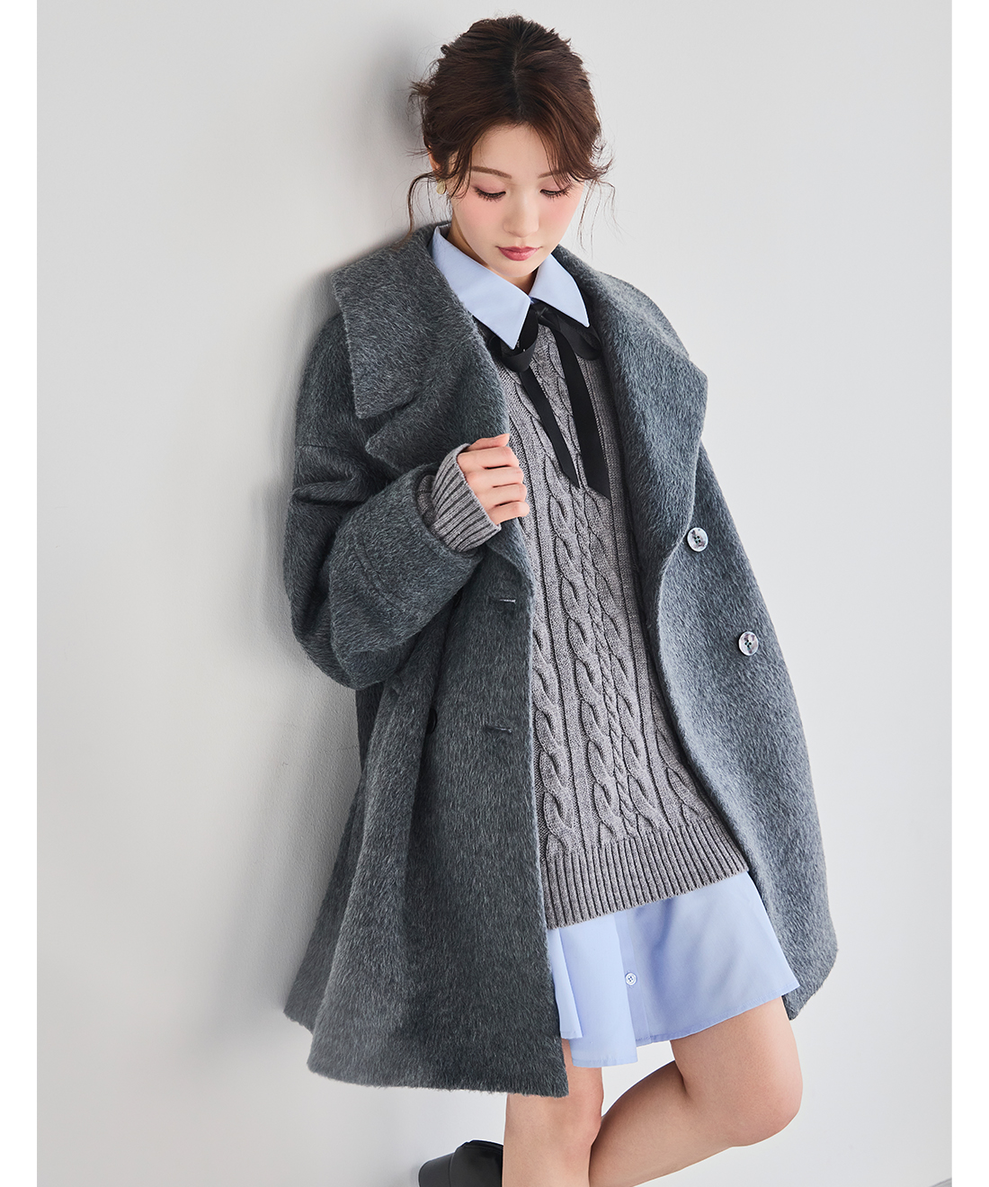 ケーブルニット＆シャツミニワンピースセット｜PETAL ONLINE（ペタル