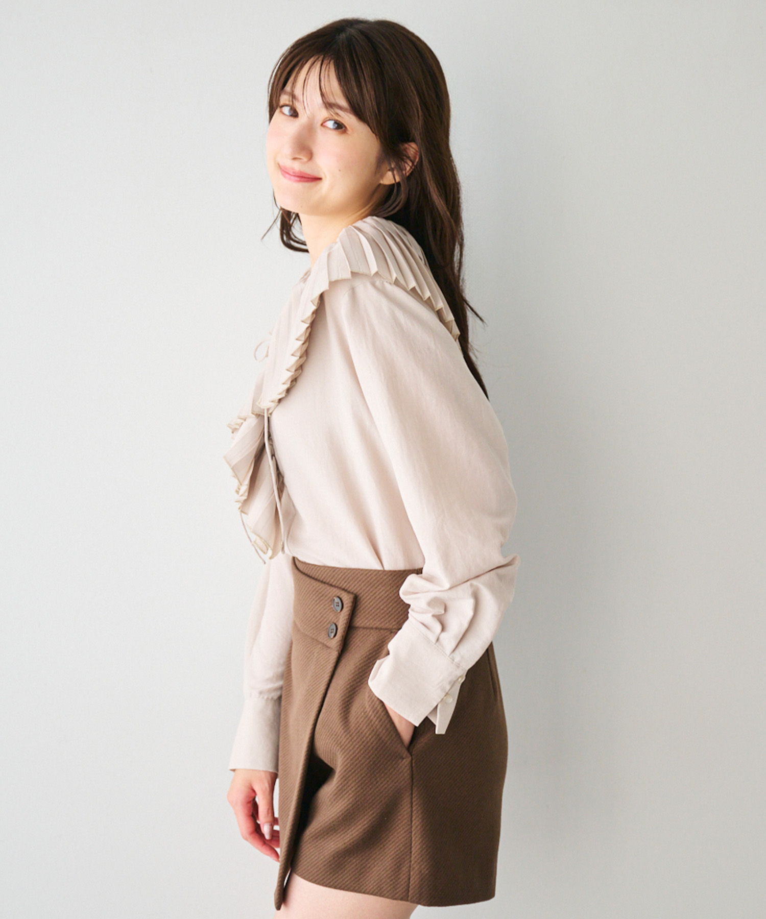 お色訂正 クレッシェントデュオ オレンジと茶色のドット柄キュロット