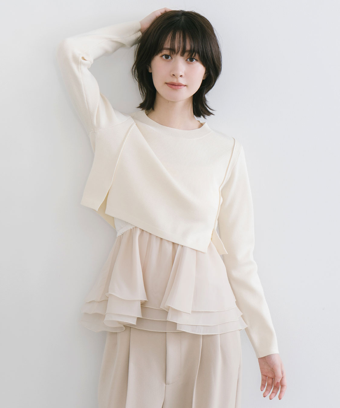 ペプラムブラウスレイヤードニット｜PETAL ONLINE（ペタルオンライン）