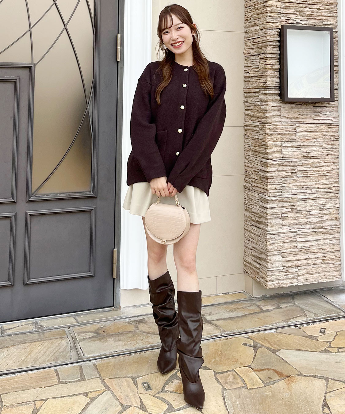 フォックス混ダブルフェイスニットアウター｜PETAL ONLINE（ペタル