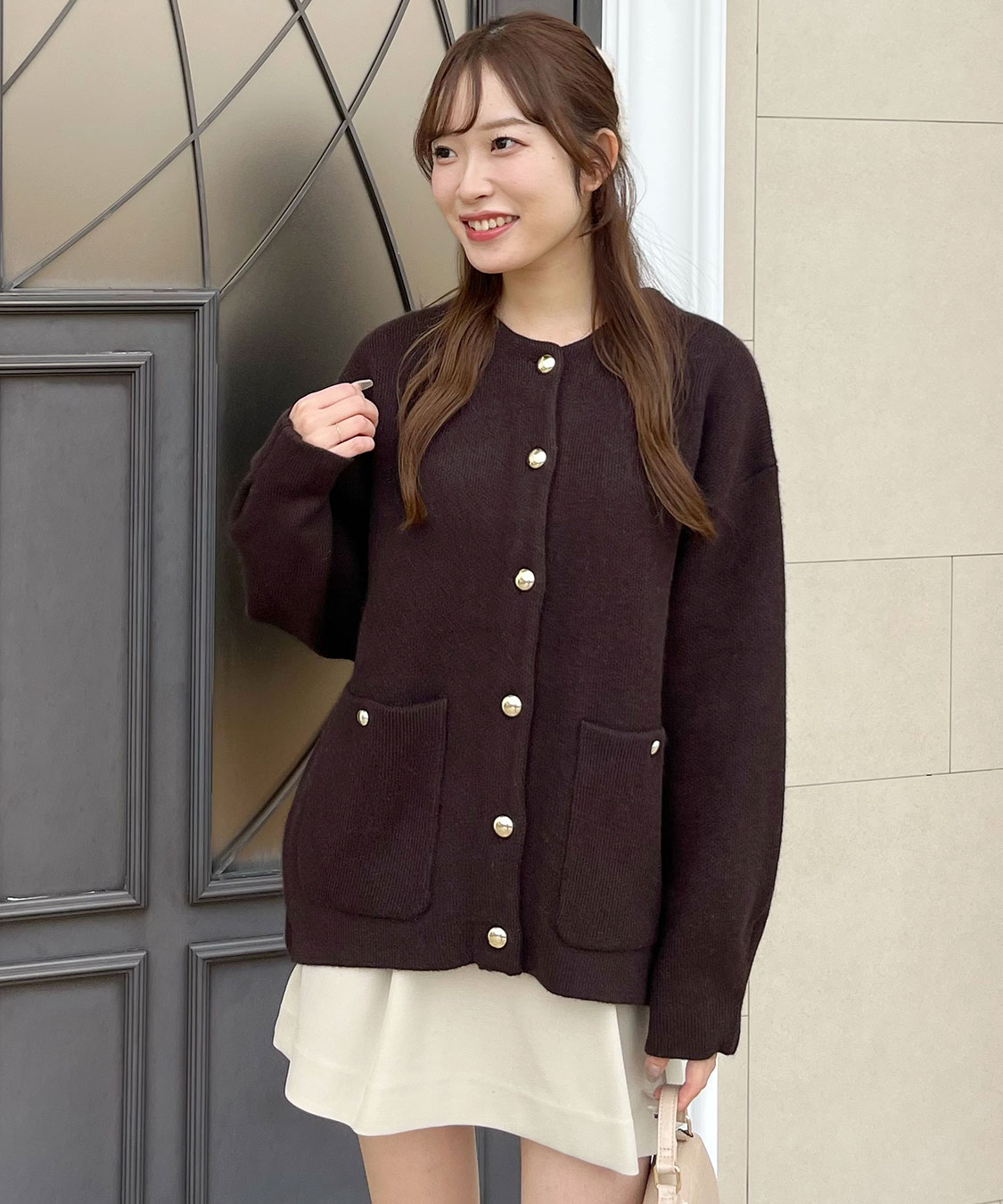 フォックス混ダブルフェイスニットアウター｜PETAL ONLINE（ペタル