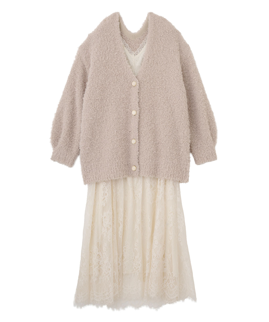 ニットカーデ×レースキャミワンピース｜PETAL ONLINE（ペタルオンライン）