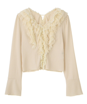 レースフリルカットジャカードトップス｜PETAL ONLINE（ペタルオンライン）