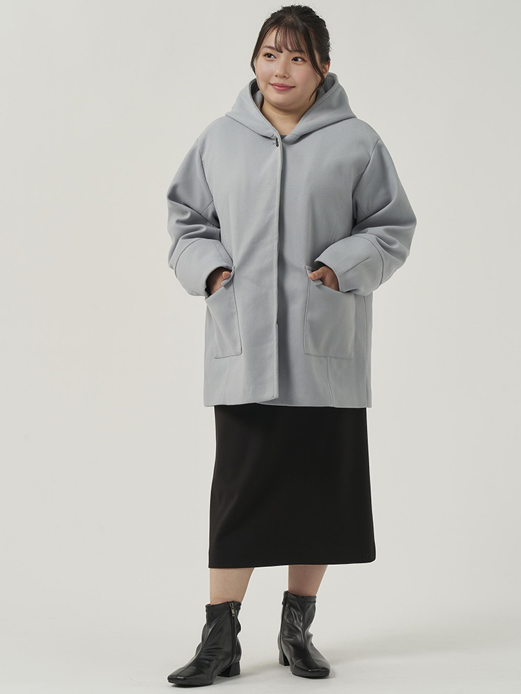 ネイビー ウールテックフーデットミドルコート | フォーエル公式通販