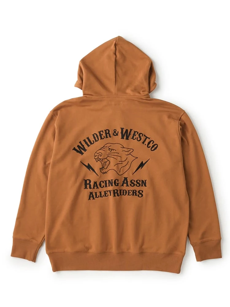オレンジ 【WILDER&WEST】裏毛スウェット刺繍ZIPパーカー | フォーエル
