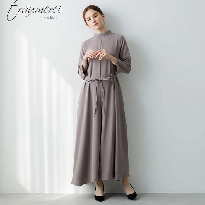 WEB限定｜ポケット付きワイドオールインワンドレス 13号・グレー