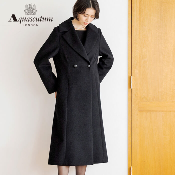 アンゴラ混のクラシカルなコート L・ブラック｜東京ソワール