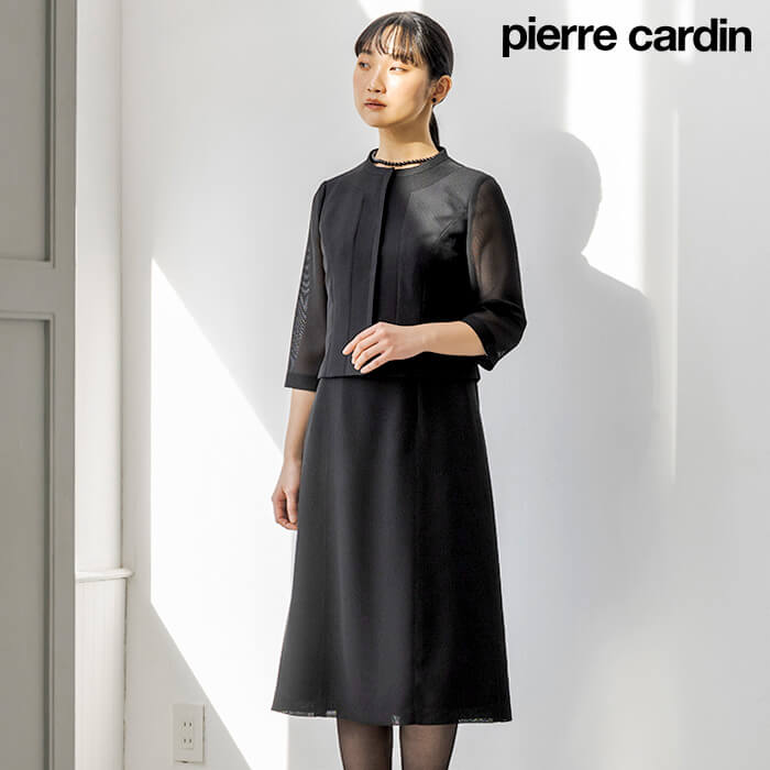 直線ラインのボカシチェックワンピース 15号・ブラック｜東京