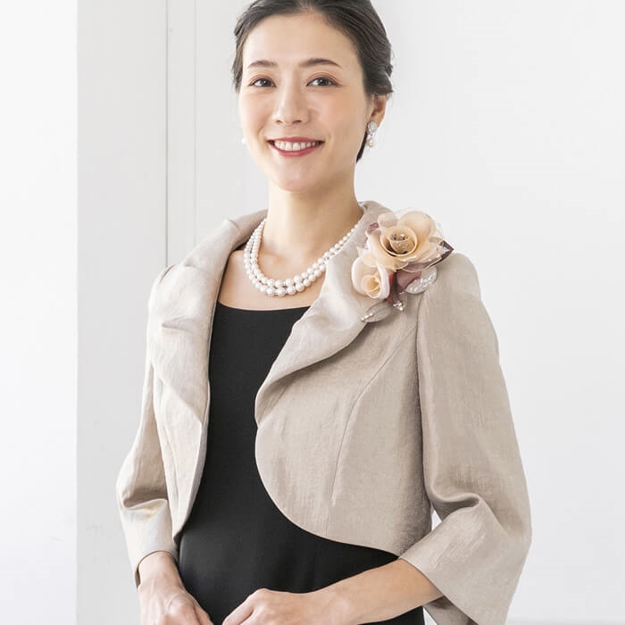 ワッシャー素材のボレロ風ジャケット 9号・ピンクベージュ｜東京