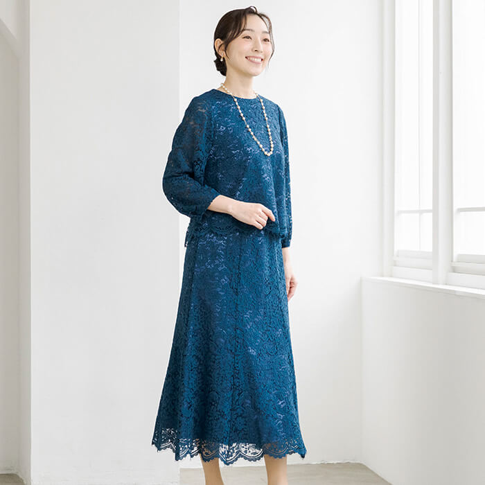 コードレースの華やぎセットアップドレス 9号・グリーン｜東京