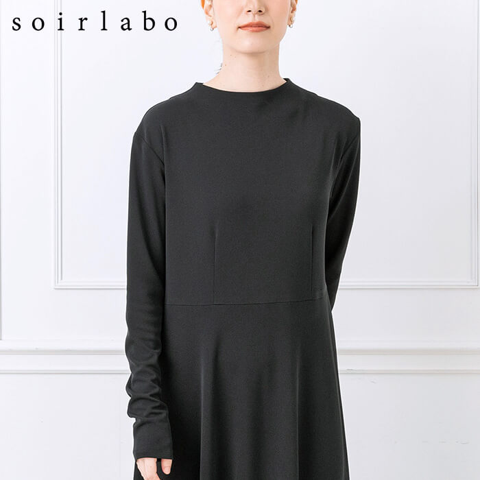 洗える｜シワになりにくいロングワンピース 13号・ブラック｜東京