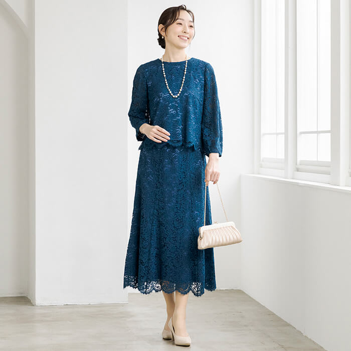 コードレースの華やぎセットアップドレス 9号・グリーン｜東京