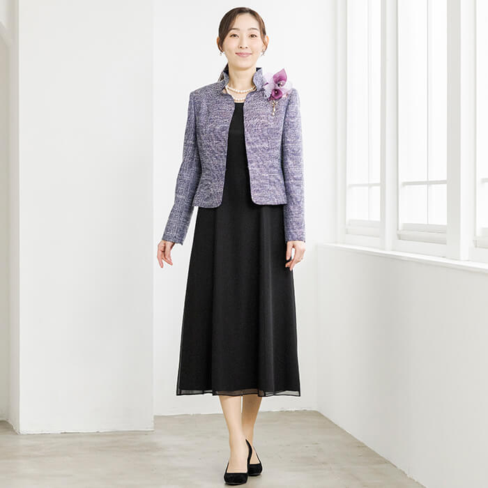 ラメジャカードのジャケット 9号・ネイビー｜東京ソワールオンライン