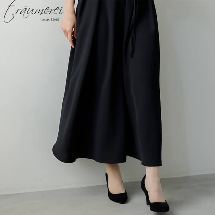 WEB限定｜ポケット付きワイドオールインワンドレス 13号・ブラック