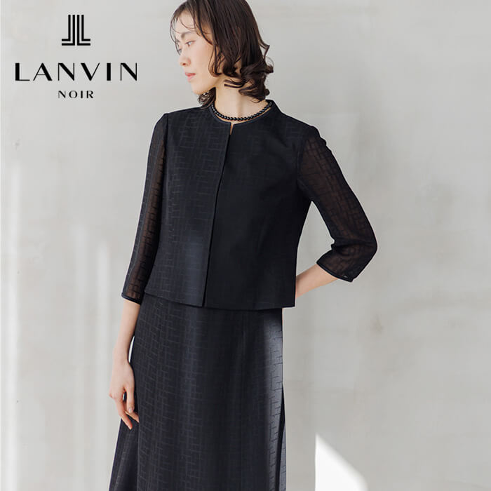 絡み織｜スーツ風の夏用ワンピース 9号・ブラック｜東京ソワール