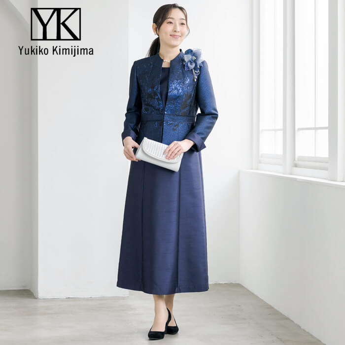 品格漂うラメジャカードジャケット 13号・ネイビー｜東京ソワール