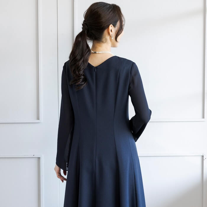 洗える｜切り替えラインが美しいワンピース 9号・ネイビー｜東京